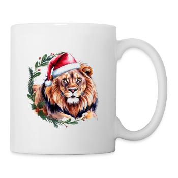 Lion with Christmas Hat Christmas Motif - Mug - white - Right
