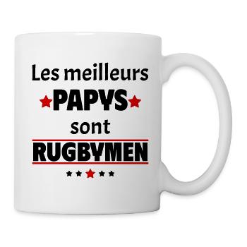 Les meilleurs papys sont rugbymen, cadeau noël - Mug blanc - blanc - Droite