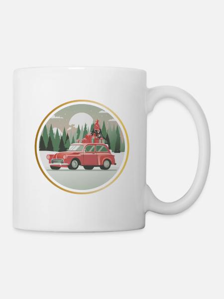 Weihnachtsauto, Geschenkauto, Weihnachtsgeschenke - Tasse - Weiß