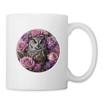 Eulen- und Pastellrosa - Tasse - Weiß - Rechts