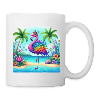 Schöner Flamingo - Tasse - Weiß - Rechts