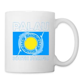 Palau Flag and Blue Sharks - Mug - white - Right