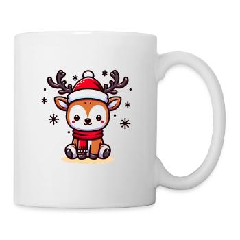 Cute Christmas Reindeer with Hat and Scarf - Mug - white - Right