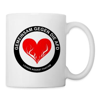 Gemeinsam gegen die AfD - LOVERS AGAINST FASCISM - Tasse - Weiß - Rechts