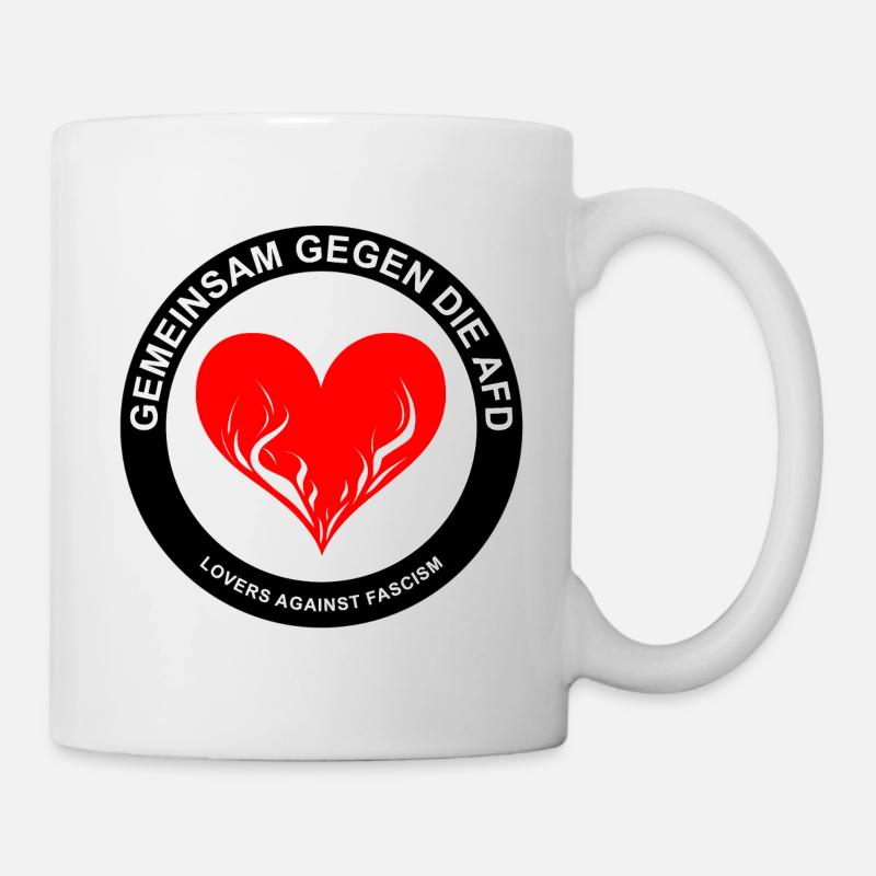 Gemeinsam gegen die AfD - LOVERS AGAINST FASCISM - Tasse - Weiß