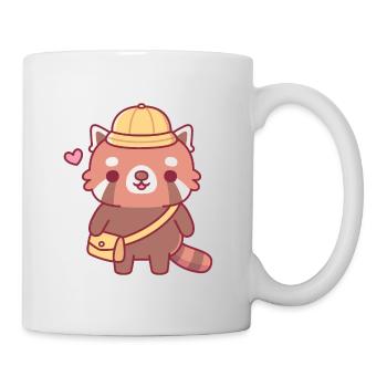 Cute Red Panda With Yellow Hat - Mug - white - Right