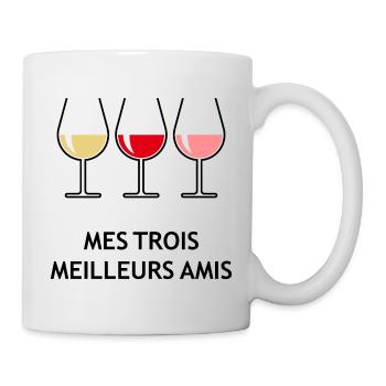 Mes Trois Meilleurs Amis (Vin / Bombé Ouvert) - Mug blanc - blanc - Droite