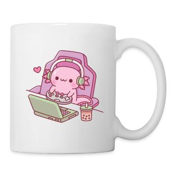 Cute Axolotl Gaming On Laptop Funny - Mug - white - Right