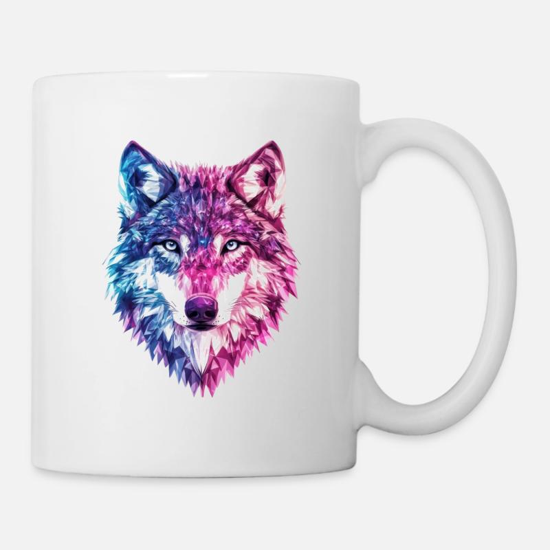 Wolf Kristalle Fantasy - Tasse - Weiß
