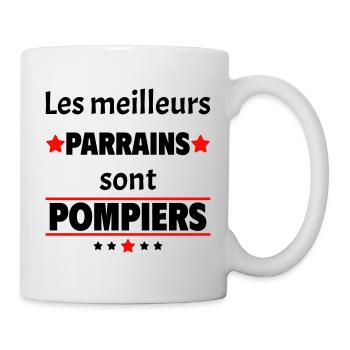 Les meilleurs parrains sont pompiers, cadeau noël - Mug blanc - blanc - Droite