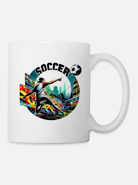 Street Soccer Graffiti Fußball Ball - raffstaff ® - Tasse - Weiß