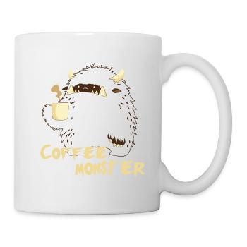 Kaffeemonster nur aussenlinien, braun - Tasse - Weiß - Rechts