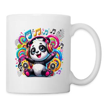 Cute panda in kawaii style listening to music - Mug - white - Right