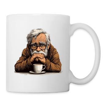 Papi avec des verres et du café - Mug blanc - blanc - Droite