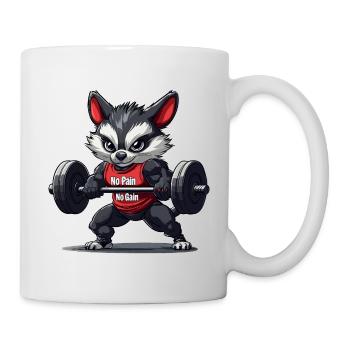 Ein Waschbär, der Kraftsport macht - Tasse - Weiß - Rechts