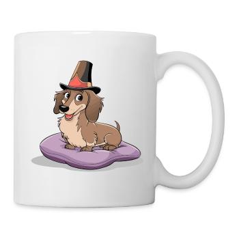 Teckel avec chapeau Motif de chien drôle - Mug blanc - blanc - Droite