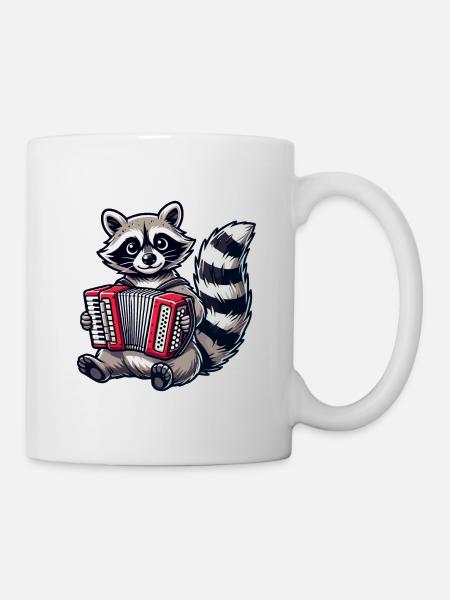 Waschbär Musik - Tasse - Weiß