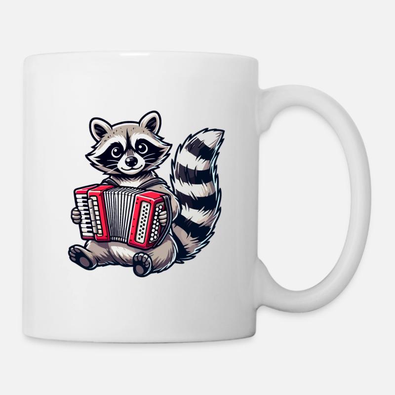 Waschbär Musik - Tasse - Weiß