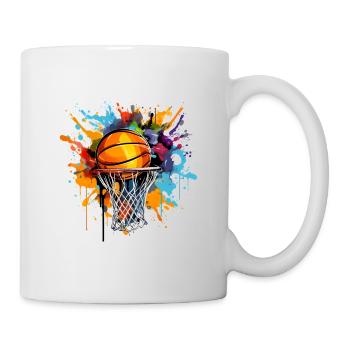 Panier de basket-ball coloré Pop Art - Mug blanc - blanc - Droite