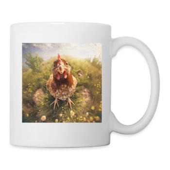 Ich glaub da guckt ein Huhn - Tasse - Weiß - Rechts