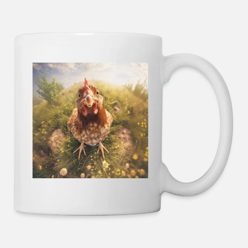 I think there's a chicken peeking there - Mug - white