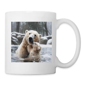 Ours polaire mère avec enfant - Mug blanc - blanc - Droite