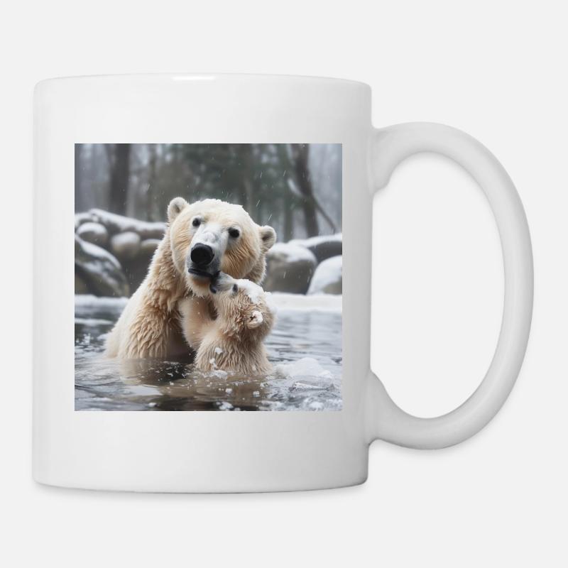 Ours polaire mère avec enfant - Mug blanc - blanc