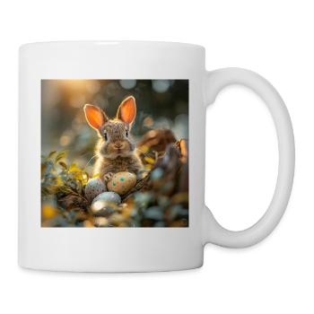 Osterhase mit Eiern - Tasse - Weiß - Rechts