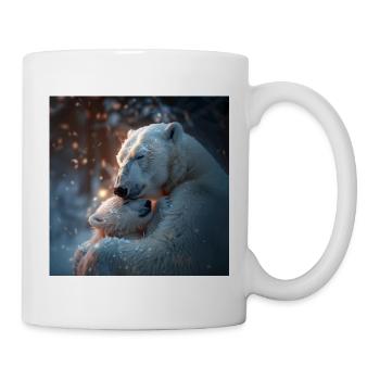 Eisbärmutter kuschelt mit Kind - Tasse - Weiß - Rechts