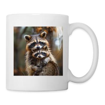 Waschbärmutter mit Kind - Tasse - Weiß - Rechts