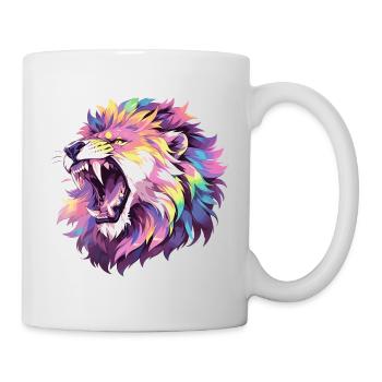 Rugissement d'un lion coloré style pop art - Mug blanc - blanc - Droite
