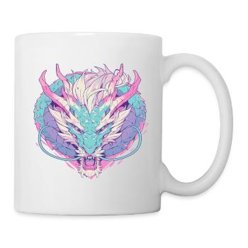 Tête de dragon en style pop art couleurs pastel - Mug blanc - blanc - Droite