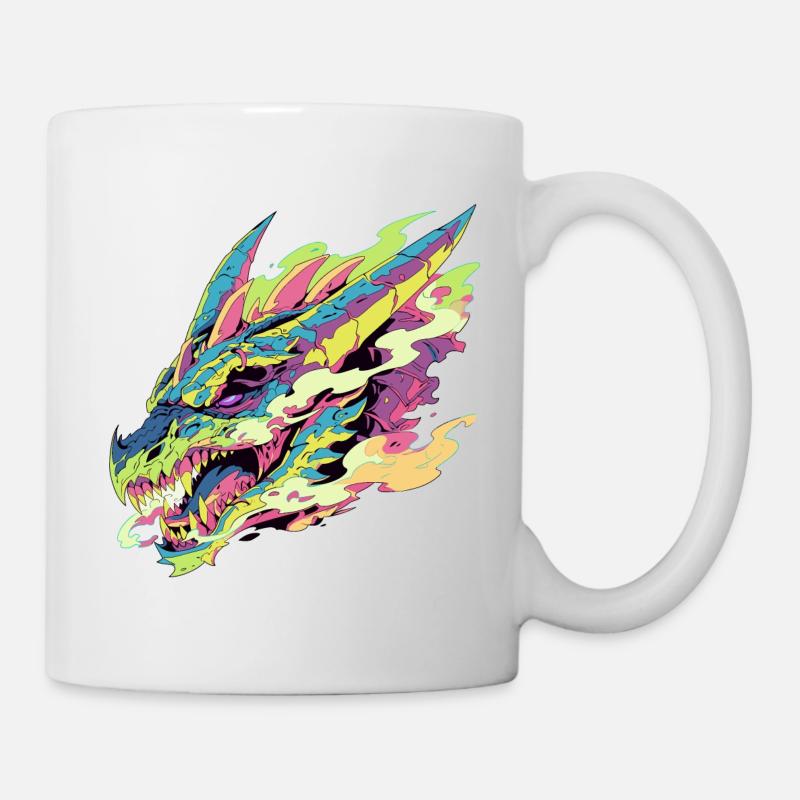 Ein bunter und stilisierter Drache - Tasse - Weiß