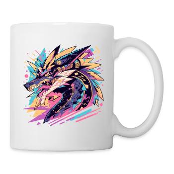 Colorful illustration of a stylized dragon - Mug - white - Right