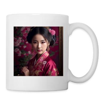 hübsches japanisches Mädchen, Geisha, - Tasse - Weiß - Rechts