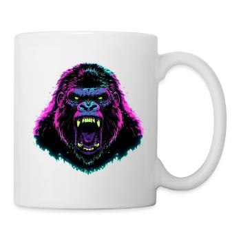 Wütender Gorilla mit leuchtenden Farben - Tasse - Weiß - Rechts
