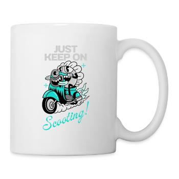 Just Keep On Scooting - Bande dessinée Fun - Mug blanc - blanc - Droite