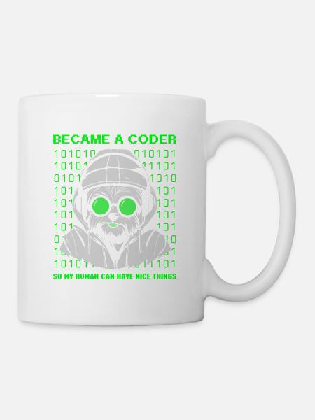 Became a Coder – Cyber Dog Binary - Tasse - Weiß