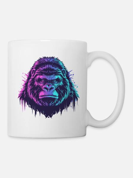 Knallbunter Gorilla - Tasse - Weiß