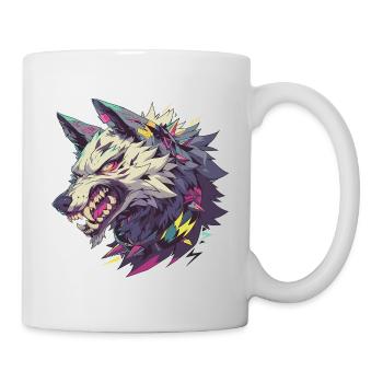 Wütender Wolf mit einem lebendigen und abstrakten Kunststil - Tasse - Weiß - Rechts