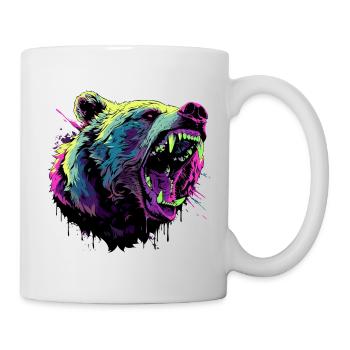 Tête d'ours furieux dans un style pop art vibrant - Mug blanc - blanc - Droite