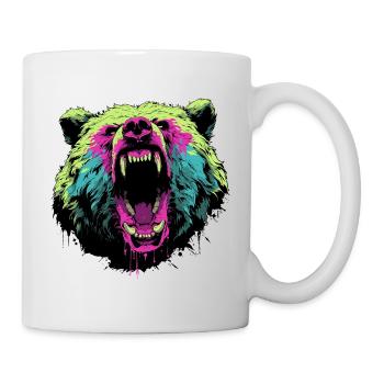 Furious bear in pop art style - Mug - white - Right