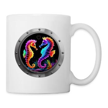 Seahorses in love neon - Mug - white - Right