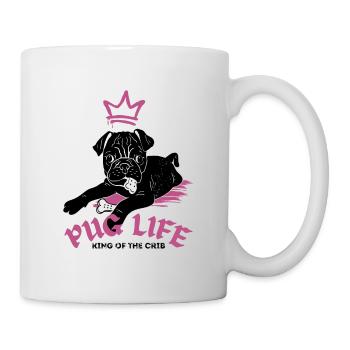 Pug Life – Mops mit Krone - Tasse - Weiß - Rechts