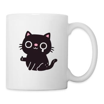 Sad Black Cat Smile Thumbs Up Funny - Mug - white - Right