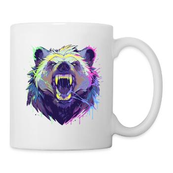 Ours furieux aux couleurs vives - Mug blanc - blanc - Droite