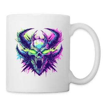 Furious skeleton head with pop art style - Mug - white - Right