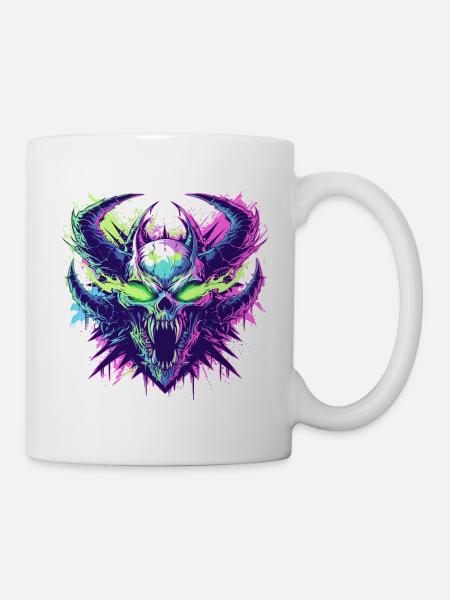 Tête de squelette furieuse avec un style pop art - Mug blanc - blanc