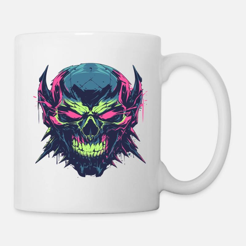 A furious skeleton with colorful graphics - Mug - white