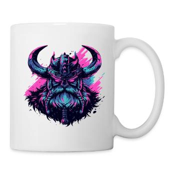 Wikingerkopf im Pop-Art-Stil - Tasse - Weiß - Rechts